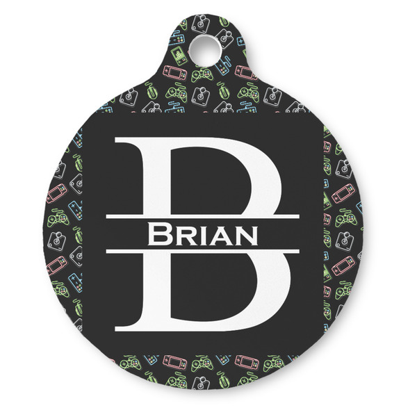 Custom Video Game Round Pet ID Tag - Large (Personalized)
