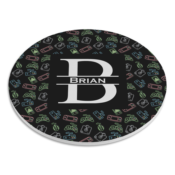 Video Game Round Stone Trivet - Angle View