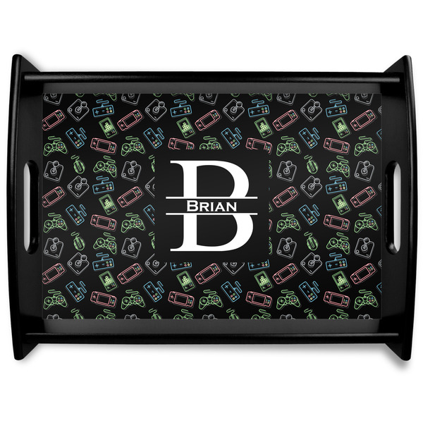 Custom Video Game Black Wooden Tray - Large (Personalized)