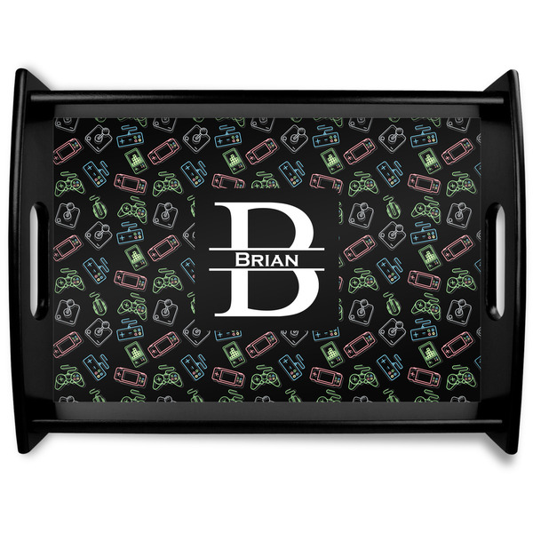Custom Video Game Black Wooden Tray - Large (Personalized)