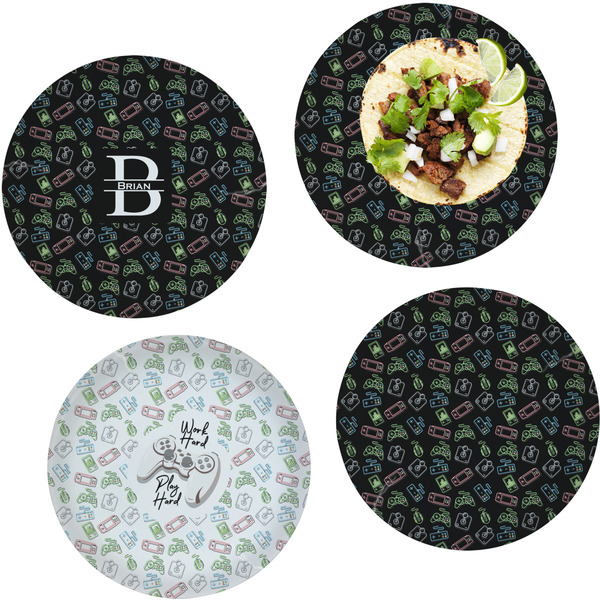 Custom Video Game Set of 4 Glass Lunch / Dinner Plate 10" (Personalized)
