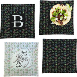Video Game Set of 4 Glass Square Lunch / Dinner Plate 9.5" (Personalized)