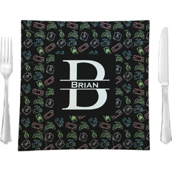 Video Game 9.5" Glass Square Lunch / Dinner Plate- Single or Set of 4 (Personalized)
