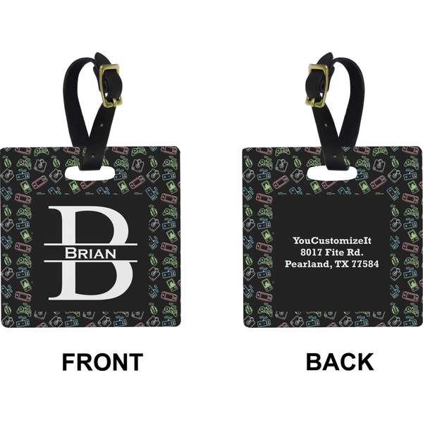 Video Game Square Luggage Tag (Front + Back)
