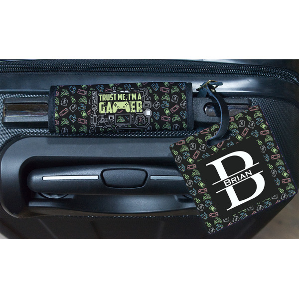 Video Game Square Luggage Tag & Handle Wrap - In Context