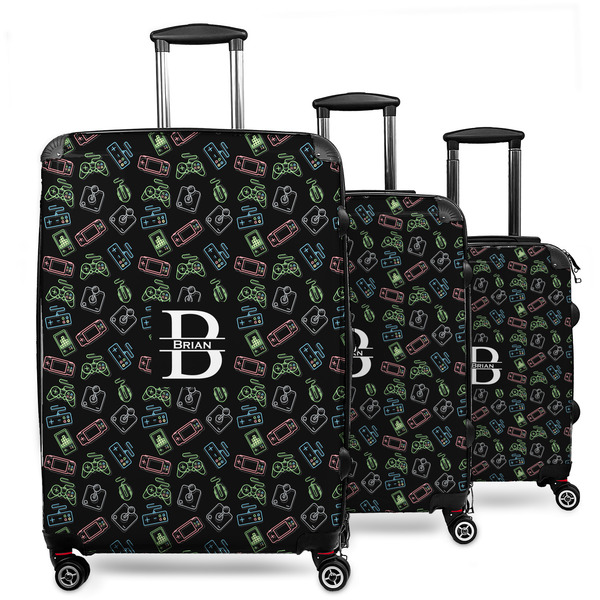 Custom Video Game 3 Piece Luggage Set - 20" Carry On, 24" Medium Checked, 28" Large Checked (Personalized)