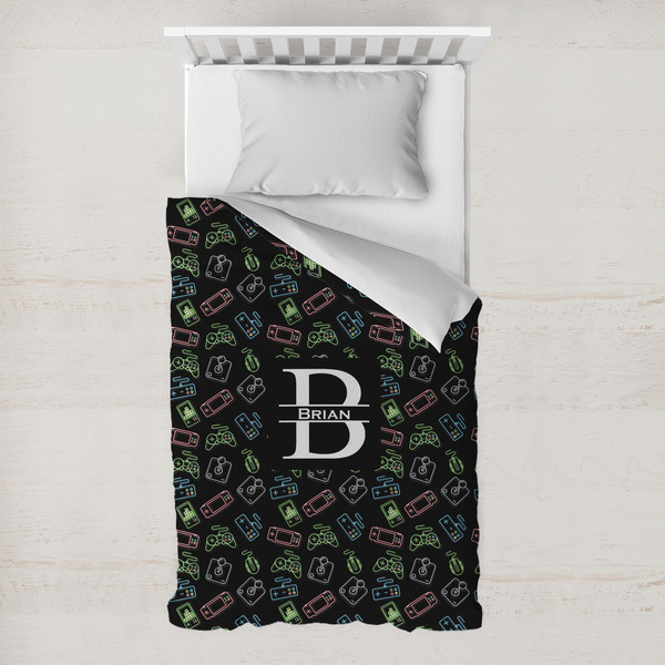 Custom Video Game Toddler Duvet Cover w/ Name and Initial