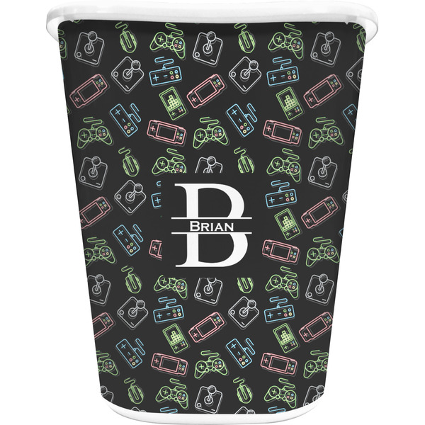 Custom Video Game Waste Basket - Double Sided (White) (Personalized)