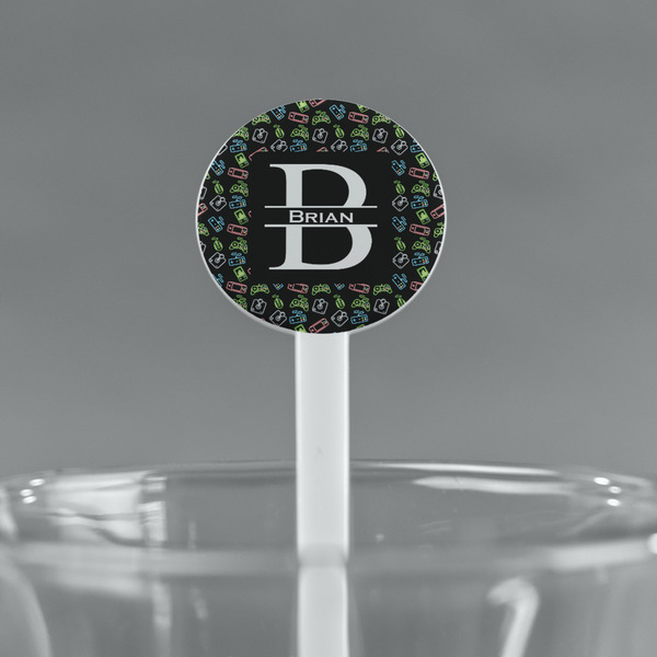 Video Game White Plastic 7" Stir Stick - Round - Main