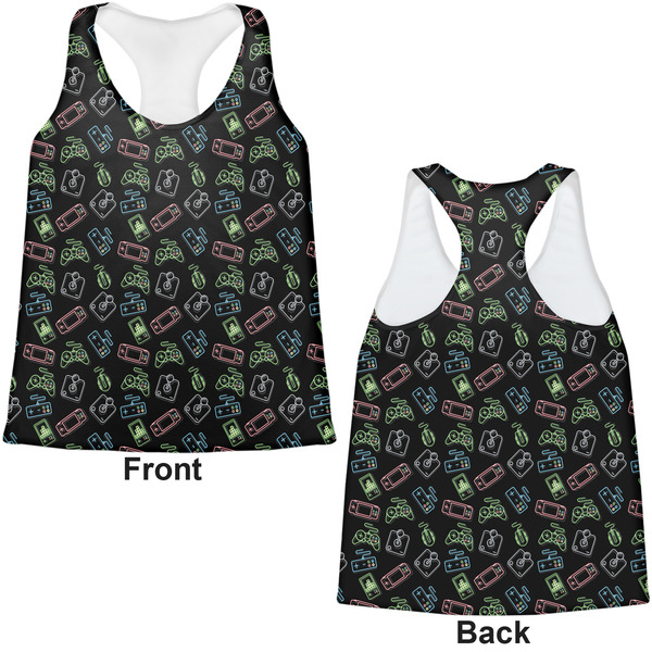 Video Game Womens Racerback Tank Tops - Medium - Front and Back