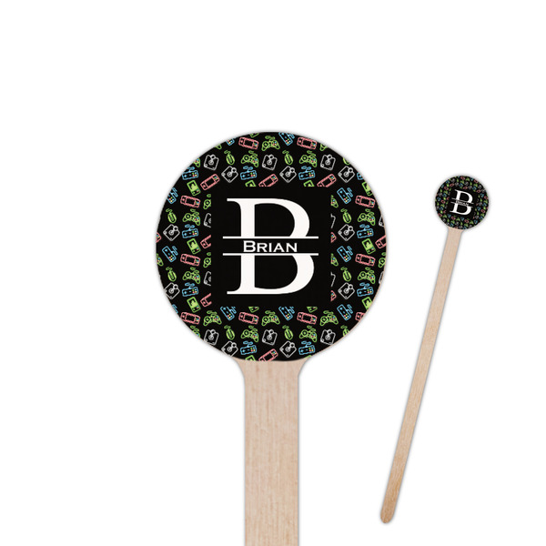 Custom Video Game 6" Round Wooden Stir Sticks - Double Sided (Personalized)