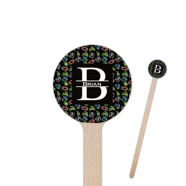 Custom Video Game 7.5" Round Wooden Stir Sticks - Double Sided (Personalized)