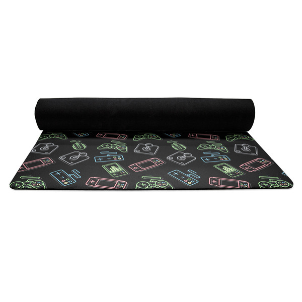 Video Game Yoga Mat Rolled up Black Rubber Backing