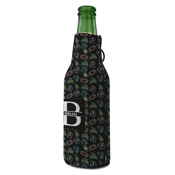 Video Game Zipper Bottle Cooler - ANGLE (bottle)