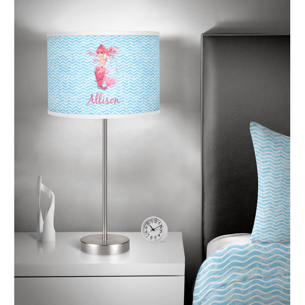 Mermaid 13 inch drum lamp shade - in room