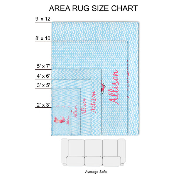 Mermaid 2'x3' Indoor Area Rugs - Size Chart