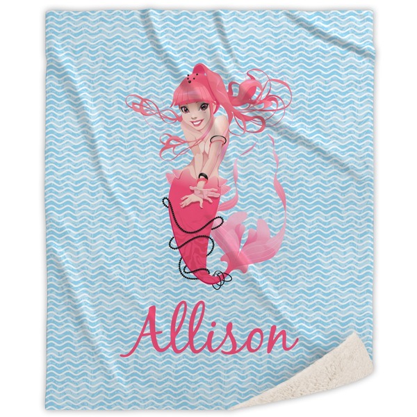 Custom Mermaid Sherpa Throw Blanket - 60"x80" (Personalized)
