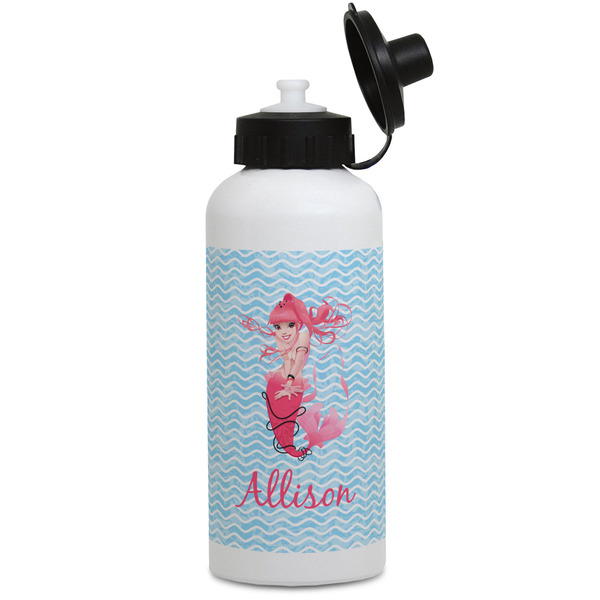 Custom Mermaid Water Bottles - Aluminum - 20 oz - White (Personalized)