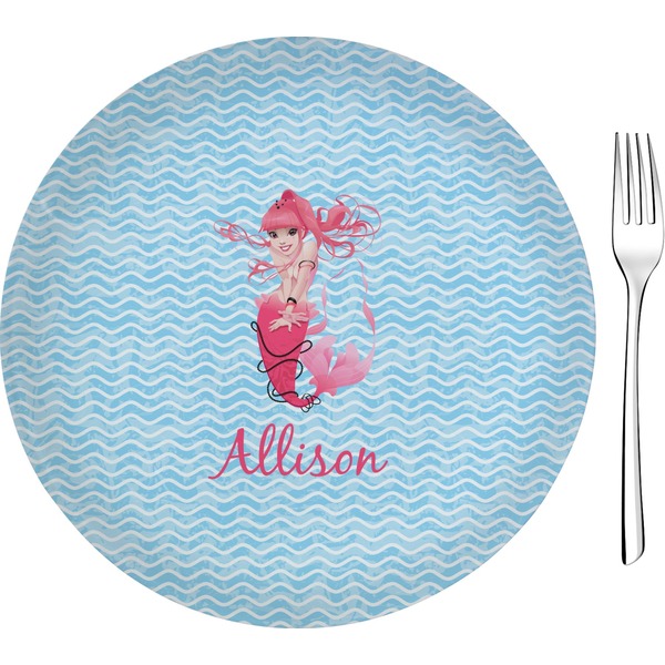 Custom Mermaid 8" Glass Appetizer / Dessert Plates - Single or Set (Personalized)