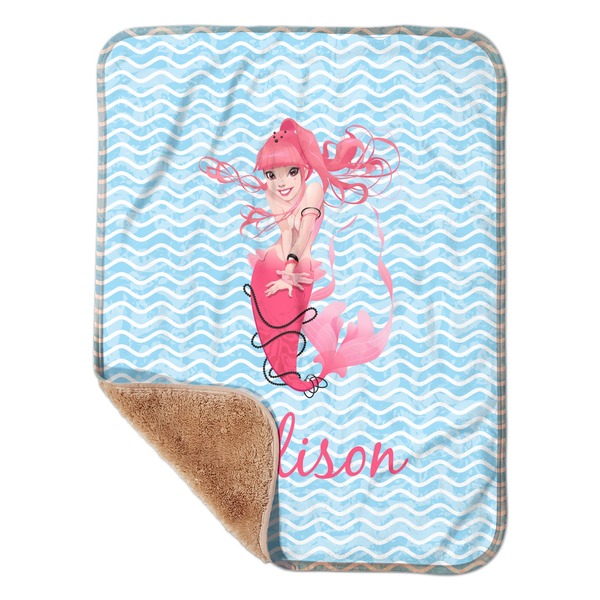 Custom Mermaid Sherpa Baby Blanket - 30" x 40" w/ Name or Text