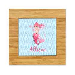 Mermaid Bamboo Trivet with Ceramic Tile Insert (Personalized)