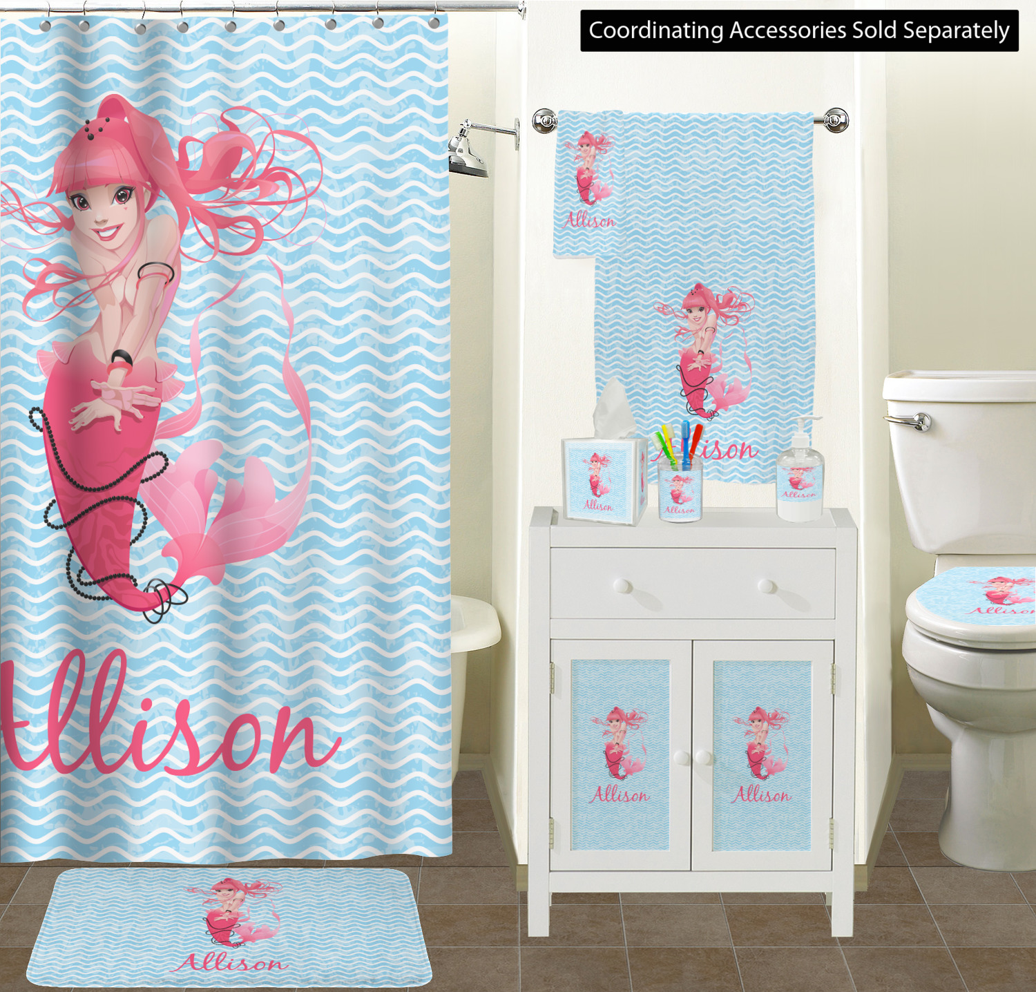 Mermaid Toilet Seat Decal Elongated (Personalized) YouCustomizeIt