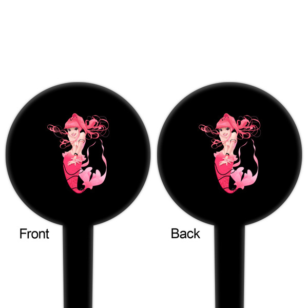 Mermaid Black Plastic 4" Food Pick - Round - Double Sided - Front & Back