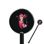 Mermaid 5.5" Round Plastic Stir Sticks - Black - Single Sided