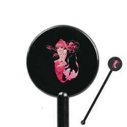 Mermaid 5.5" Round Plastic Stir Sticks - Black - Double Sided