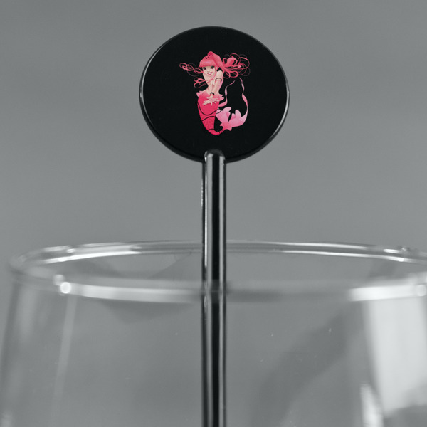 Mermaid Black Plastic 5.5" Stir Stick - Round - Main