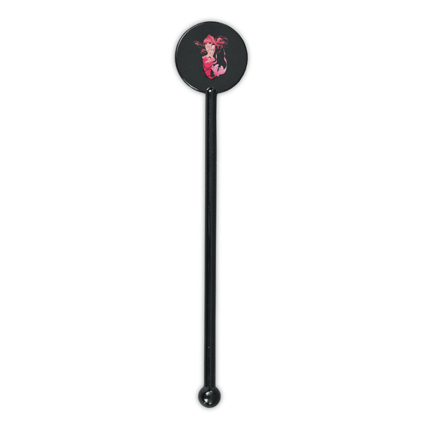 Mermaid Black Plastic 5.5" Stir Stick - Round - Single Stick