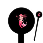 Mermaid 6" Round Plastic Food Picks - Black - Single Sided
