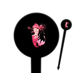 Mermaid 6" Round Plastic Food Picks - Black - Single Sided
