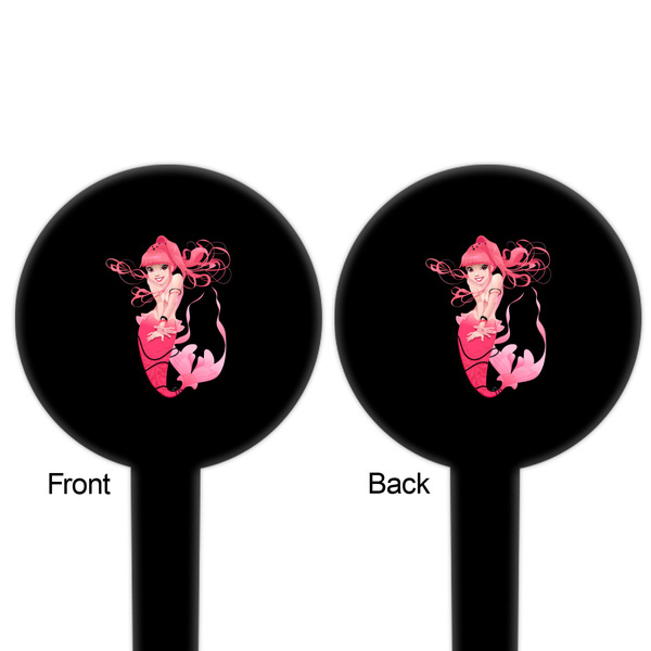 Mermaid Black Plastic 6" Food Pick - Round - Double Sided - Front & Back