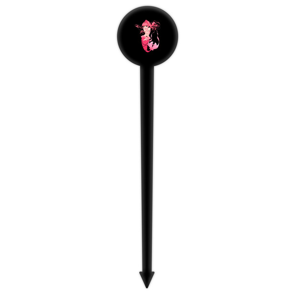Mermaid Black Plastic 6" Food Pick - Round - Single Pick