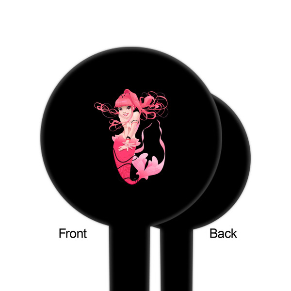 Mermaid Black Plastic 6" Food Pick - Round - Single Sided - Front & Back