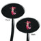 Mermaid Black Plastic 7" Stir Stick - Double Sided - Oval - Front & Back