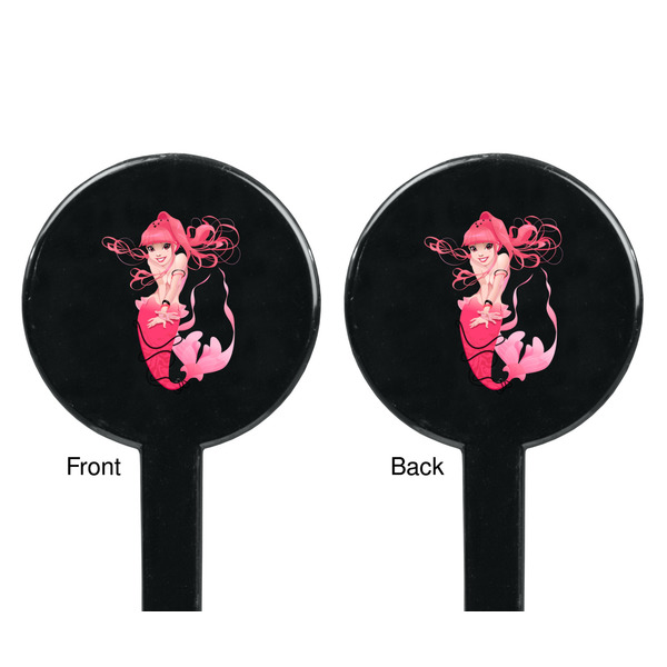 Mermaid Black Plastic 7" Stir Stick - Double Sided - Round - Front & Back