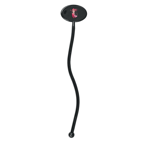 Mermaid Black Plastic 7" Stir Stick - Oval - Single Stick