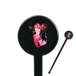 Mermaid 7" Round Plastic Stir Sticks - Black - Single Sided