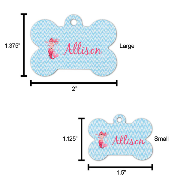 Mermaid Bone Shaped Dog ID Tag - Large - Scale