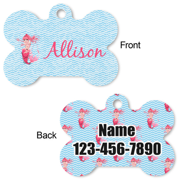 Mermaid Bone Shaped Dog Tag - Front & Back