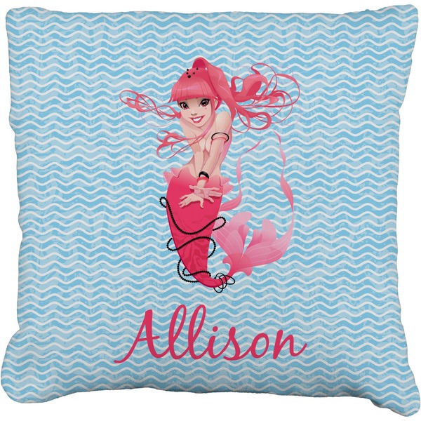 Custom Mermaid Faux-Linen Throw Pillow 16" (Personalized)
