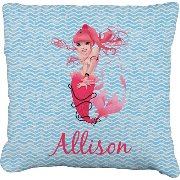 Custom Mermaid Faux-Linen Throw Pillow 18" (Personalized)