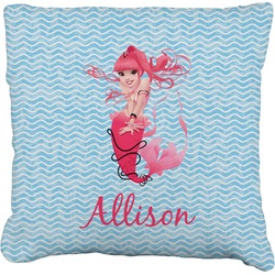 Mermaid Faux-Linen Throw Pillow 20" (Personalized)