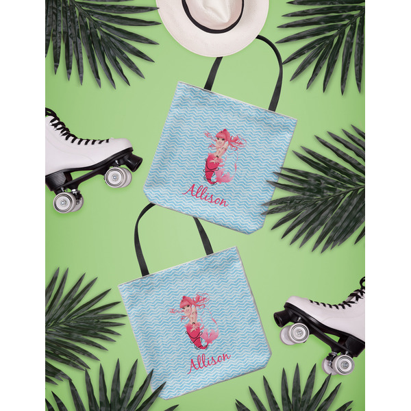 Mermaid Canvas Tote Lifestyle Front and Back- 13x13