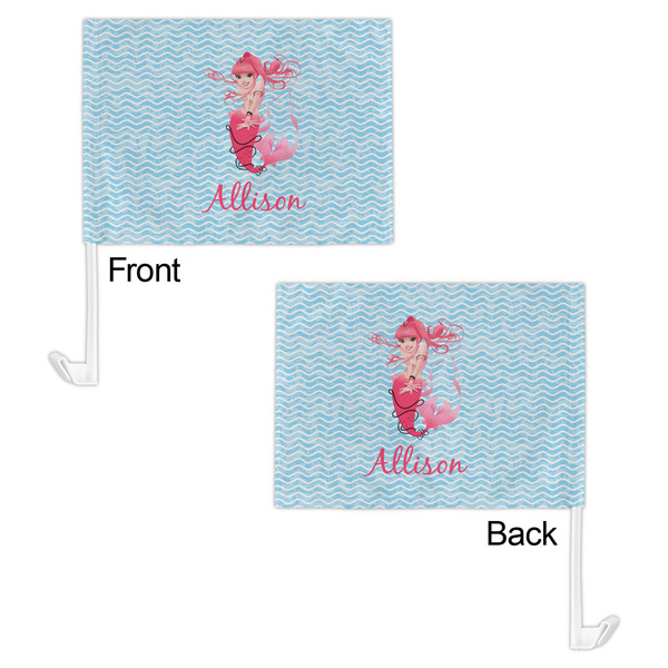 Mermaid Car Flag - 11" x 8" - Front & Back View