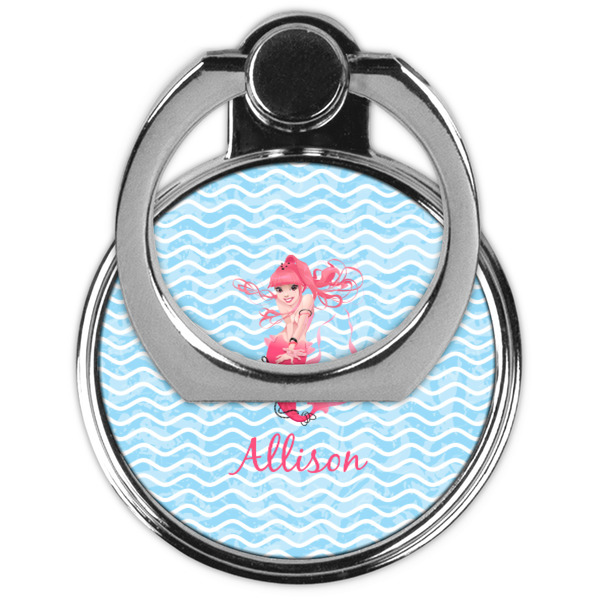 Mermaid Cell Phone Ring Stand & Holder - Front (Collapsed)