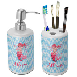 Mermaid Ceramic Bathroom Accessories Set (Personalized)