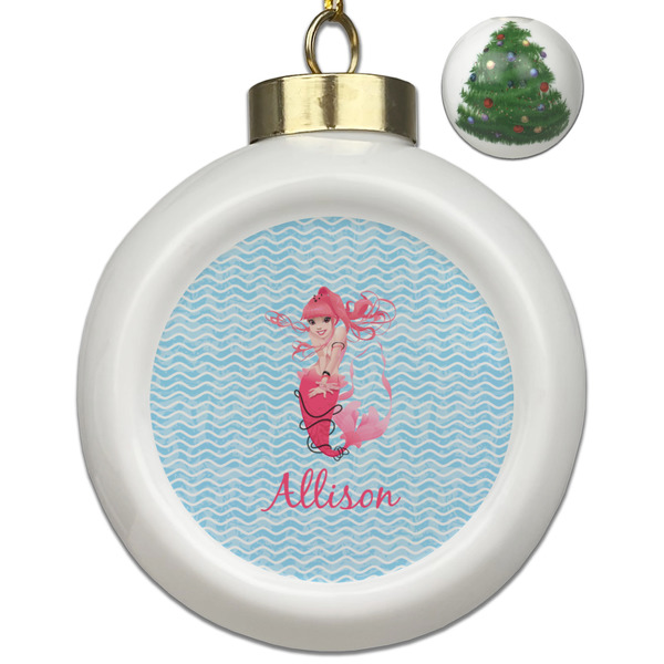 Custom Mermaid Ceramic Ball Ornament - Christmas Tree (Personalized)